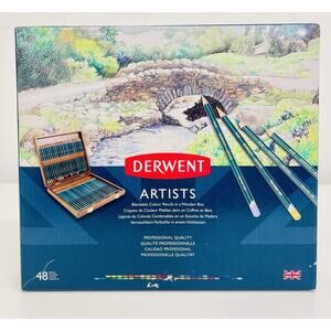 Derwent 48 Blendable Color Pencils w/ Wooden Gift Box Professional Quality New